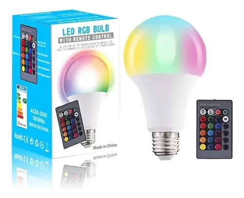 Ampolleta Colores Rgb 15W E27 Bombillo Control Remoto