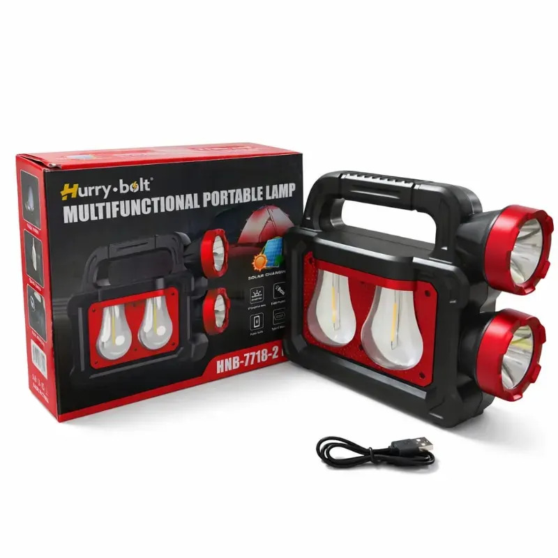Linterna Con Foco Doble Panel Solar Portátil Recargable Usb